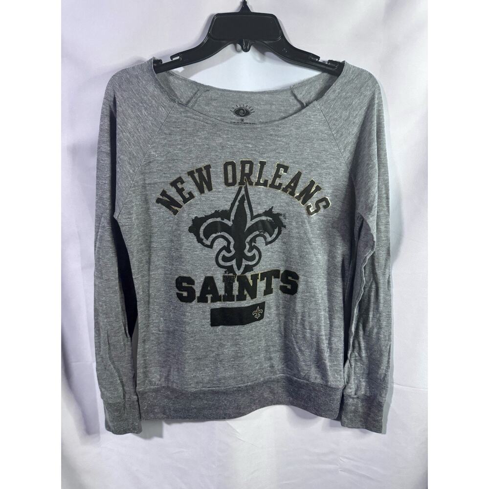 New Orleans Saints Shirt Womens M Gray Round Neck Long Sleeve Tee